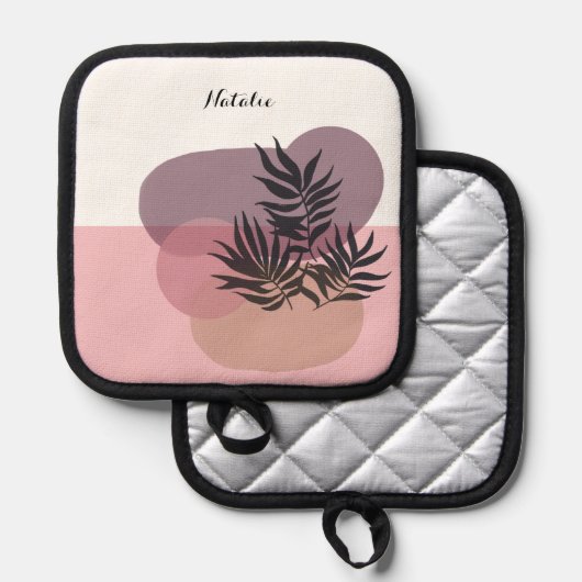 Soft Pastel Pink Abstract Tropical  Pannenlap (Voorkant / Achterkant)