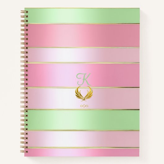 Soft Pastel Pink and Green Striped Notitieboek (Voorkant)