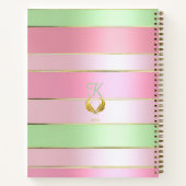 Soft Pastel Pink and Green Striped Notitieboek (Achterkant)