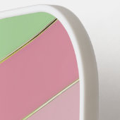 Soft Pastel Pink and Green Striped Pickleball Paddle (Links Detail)