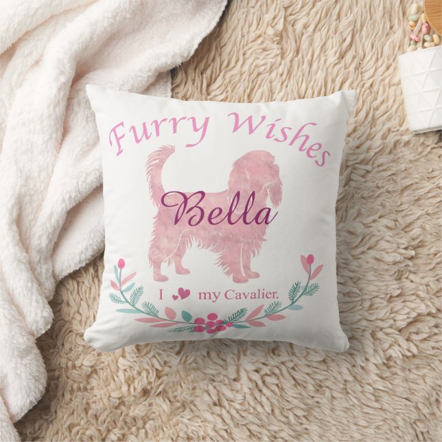 Soft Pastel Pink Cavalier | Personalized Christmas Kussen (Deken)