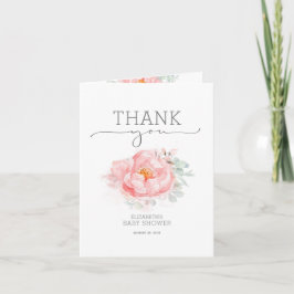 Soft Pastel Pink Flower Baby shower dank u Bedankkaart