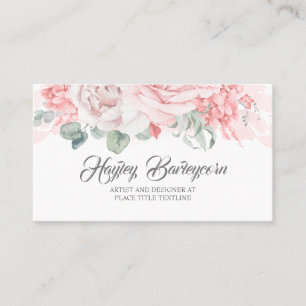 Soft Pastel Pink Flowers Elegant Stijlvol Modern Visitekaartje