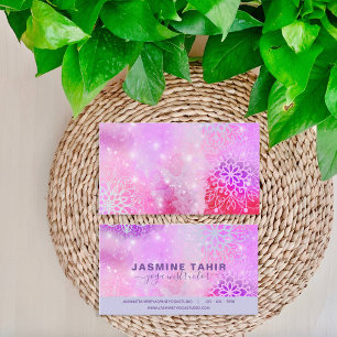 Soft Pastel Pink Lacy Mandala Art Yoga Instructor Visitekaartje