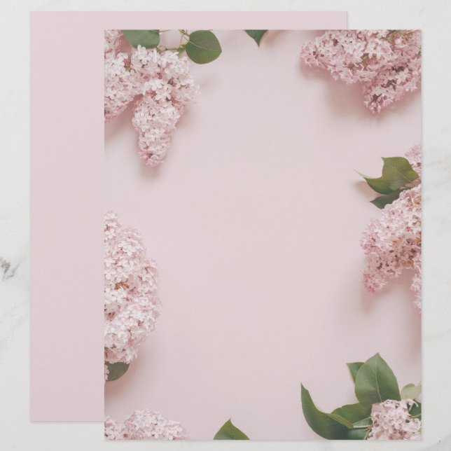 Soft pastel Pink lilacs scrapbook paper (Voorkant / Achterkant)