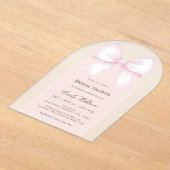 Soft Pastel Pink Ribbon Bow Vrijgezellenfeest Acryl Uitnodigingen (Laagn)