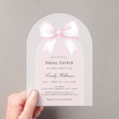 Soft Pastel Pink Ribbon Bow Vrijgezellenfeest Acryl Uitnodigingen (Insitu (Draagbaar))