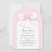 Soft Pastel Pink Ribbon Bow Vrijgezellenfeest Kaart (Voorkant)