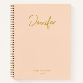 Soft Pastel Pinky Golden Custom Handwritings Name Notitieboek