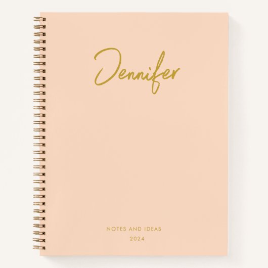 Soft Pastel Pinky Golden Custom Handwritings Name Notitieboek (Voorkant)