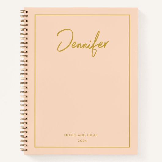 Soft Pastel Pinky Golden Custom Handwritings Name Notitieboek (Voorkant)