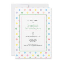 Soft Pastel Polka Dots Birthday Party Invitation