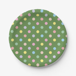 Soft Pastel Polka Dots Green Papieren Bordje