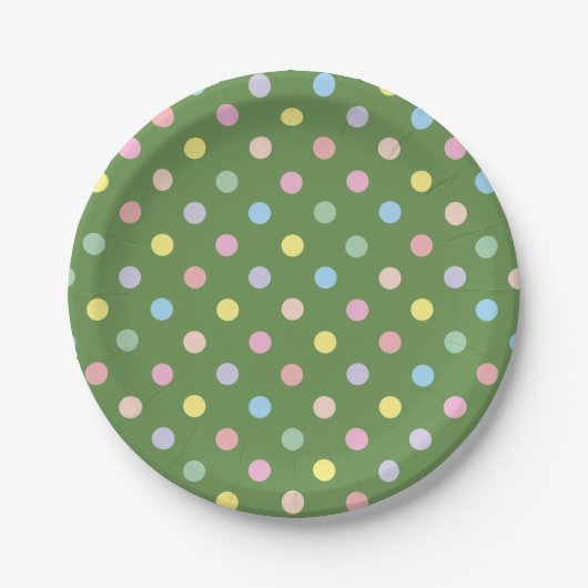Soft Pastel Polka Dots Green Papieren Bordje (Voorkant)