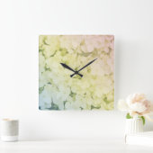  Soft Pastel Rainbow Hydrangea Vierkante Klok (Huis)