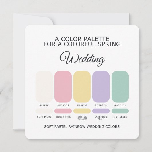 Soft Pastel Rainbow Wedding Color Palette Card Kaart (Voorkant)