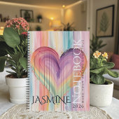 Soft Pastel Rainbow Whimsical Watercolor Heart  Notitieboek