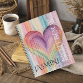Soft Pastel Rainbow Whimsical Watercolor Heart  Notitieboek