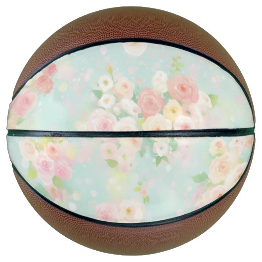 Soft Pastel Roos Pattern op Aqua achtergrond Basketbal (Voorkant)