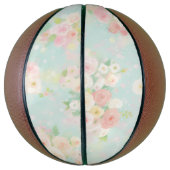 Soft Pastel Roos Pattern op Aqua achtergrond Basketbal (Verticaal)