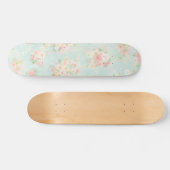 Soft Pastel Roos Pattern op Aqua achtergrond Persoonlijk Skateboard (Horizontaal)