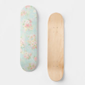 Soft Pastel Roos Pattern op Aqua achtergrond Persoonlijk Skateboard (Voorkant)