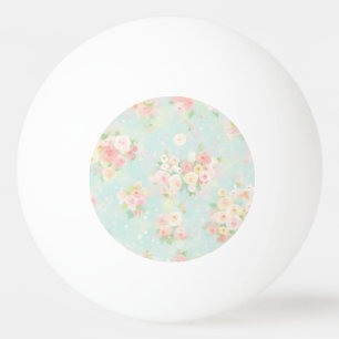 Soft Pastel Roos Pattern op Aqua achtergrond Pingpongbal