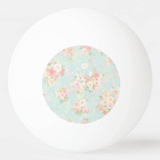 Soft Pastel Roos Pattern op Aqua achtergrond Pingpongbal (Voorkant)