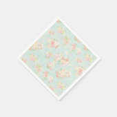 Soft Pastel Roos Pattern op Aqua achtergrond Servet (Hoek)