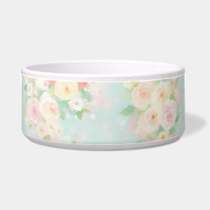 Soft Pastel Roos Pattern op Aqua achtergrond Voerbakje