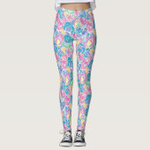 Soft Pastel Rose Love Leggings (Voorkant)