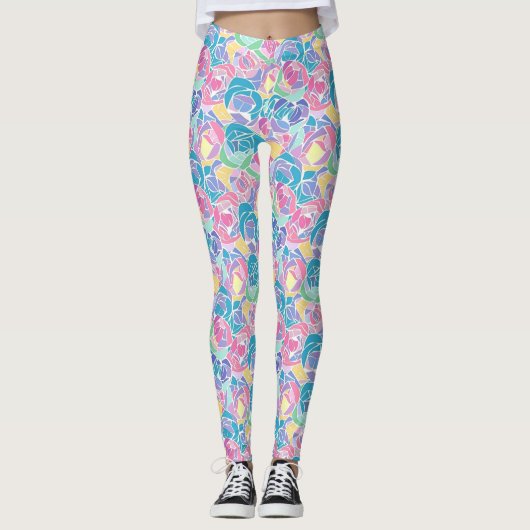 Soft Pastel Rose Love Leggings (Voorkant)