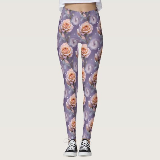 Soft Pastel Roses In Shades Of Peach And Pale Pink Leggings (Voorkant)
