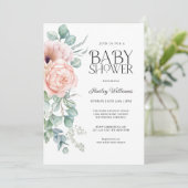 Soft Pastel Roze Bloemen Meisje Baby shower Kaart (Staand voorkant)