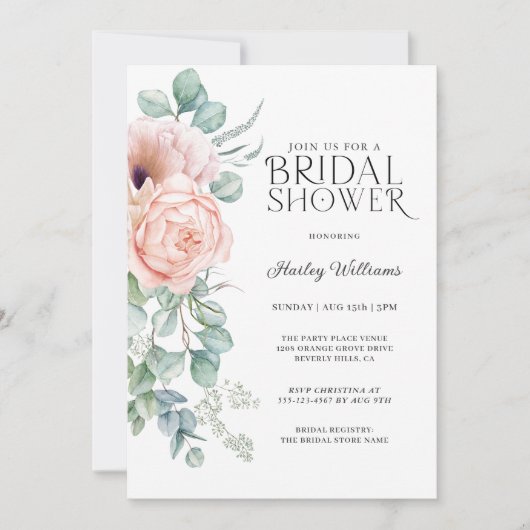 Soft Pastel Roze Boho Bloemen Vrijgezellenfeest Kaart (Voorkant)