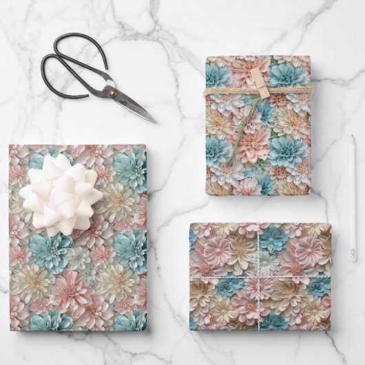 Soft Pastel Sculptural Flower 2D Pattern in Blush Inpakpapier Vel (Voorkant)