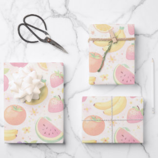 Soft Pastel Seamless Fruit Pattern Inpakpapier Vel