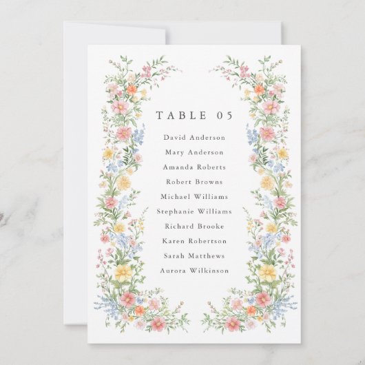 Soft Pastel  Spring Chic Zitting Kaart (Achterkant)