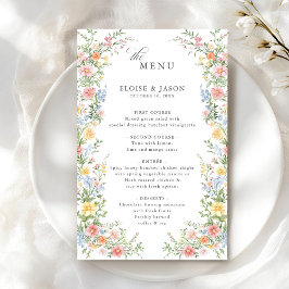 Soft Pastel Spring Garden Chic Wedding Menu