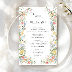 Soft Pastel Spring Garden Chic Wedding Menu