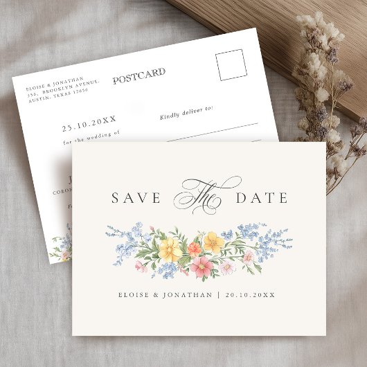 Soft Pastel Spring Garden Save the Date Briefkaart