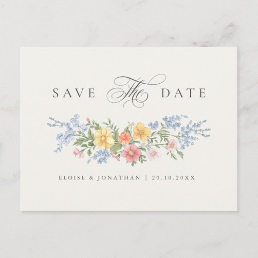 Soft Pastel Spring Garden Save the Date Briefkaart (Voorkant)