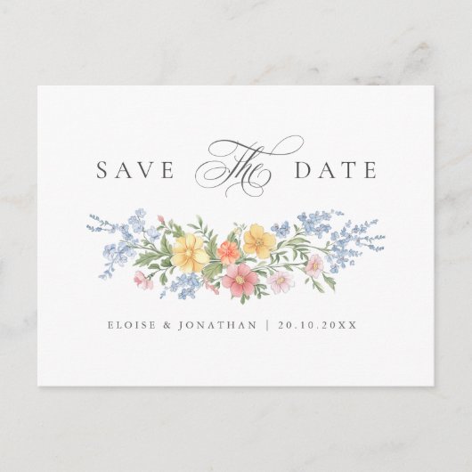 Soft Pastel Spring Garden Save the Date Briefkaart (Voorkant)