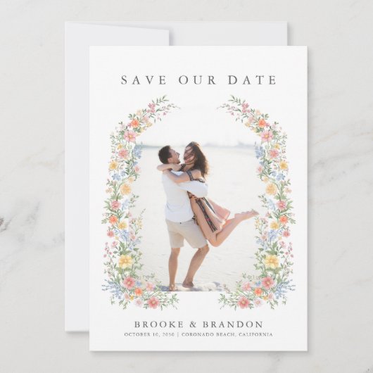 Soft Pastel Spring Garden Trouwfoto Save The Date (Voorkant)