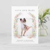 Soft Pastel Spring Garden Trouwfoto Save The Date (Staand voorkant)