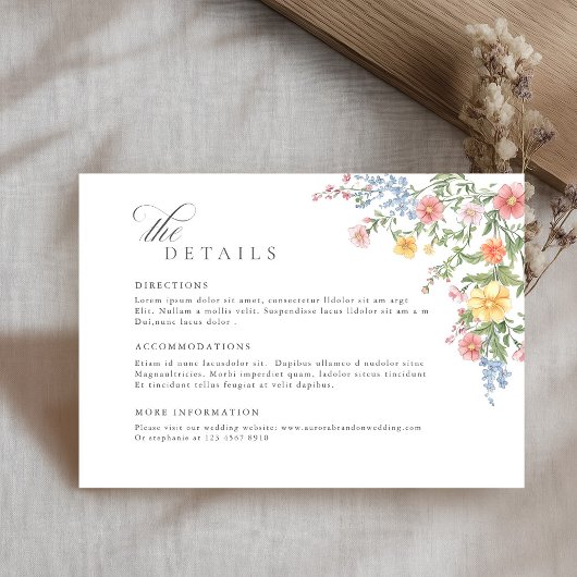 Soft Pastel  Spring Garden Wedding Details Informatiekaartje