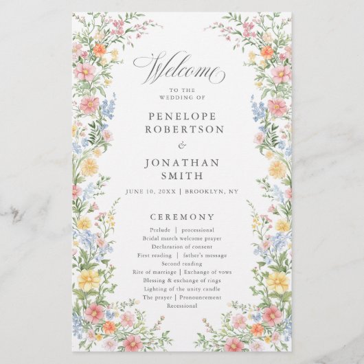 Soft Pastel  Spring Garden Wedding Programma (Voorkant)