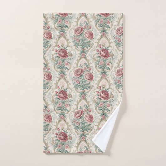 Soft Pastel Towel Victorian Damask Bath Accent Bad Handdoek (Handdoek)