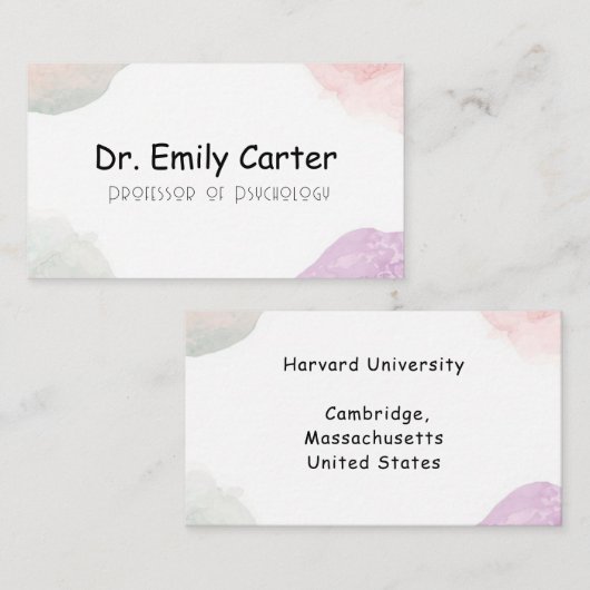 Soft Pastel University Lecturer Elegant Academic  Visitekaartje (Voorkant / Achterkant)
