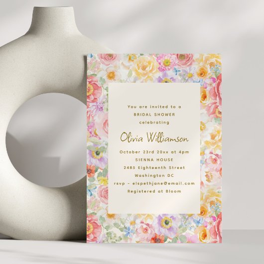 Soft Pastel Watercolor Floral Bridal Shower Kaart